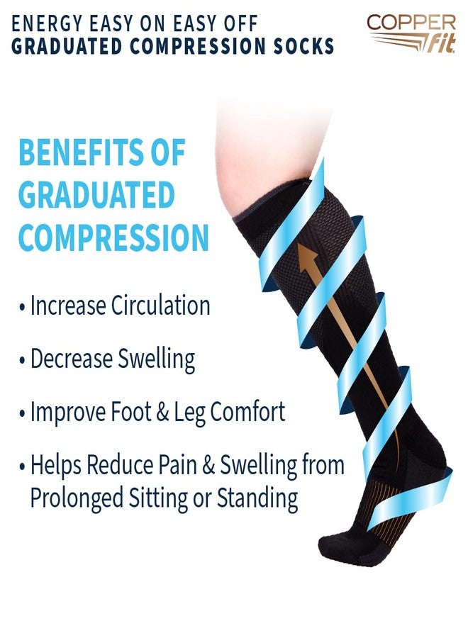 Copper Fit Energy Graduated Wide Calf Compression Socks for Men & Women - Easy On, Easy Off, For Circulation & Swelling Relief - Ideal for Travel, Nurses, Running, & Recovery (3 Pair S/M Black) - Image 3