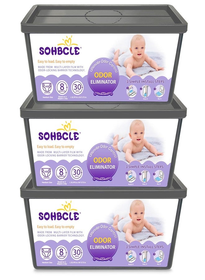 SOHBCLE Refills Compatible with Genie Easy Roll Signature Diaper Pail and Platinum Diaper Pail, Upgraded 90 Bags Hold up to 4200 Newborn Diapers, Extra Thickness Powerful Odor Control, Plant Scented - Image 1