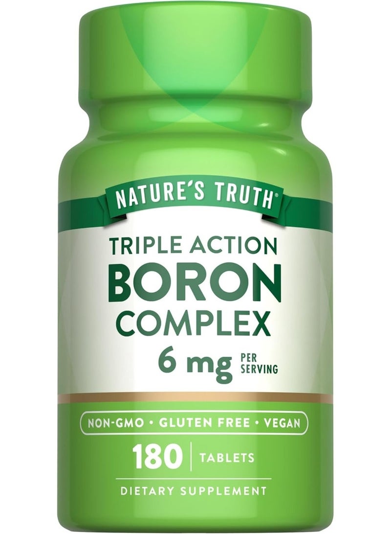 Nature's Truth Triple Action Boron Complex Supplement | 6mg | 180 Count | Vegan, Non-GMO & Gluten Free Mineral Support - Image 1