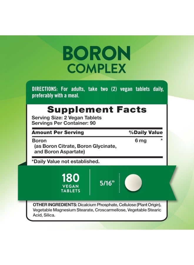 Nature's Truth Triple Action Boron Complex Supplement | 6mg | 180 Count | Vegan, Non-GMO & Gluten Free Mineral Support - Image 2