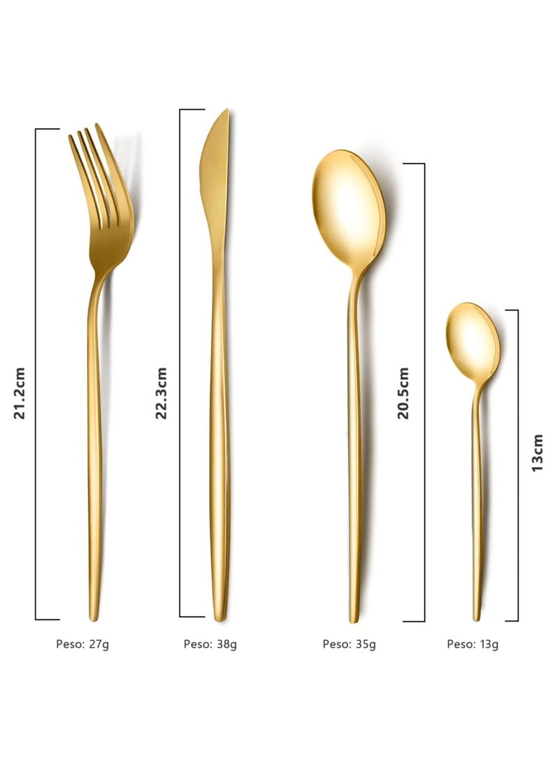 SSGP Flatware Set for 6 Persons, 24-Piece Stainless Steel Cutlery Set Including Knives, Forks, Spoons Mirror Polished, Flatware Set for Kitchen, Restaurant, Hotel, Dishwasher Safe (Gold) - Image 3