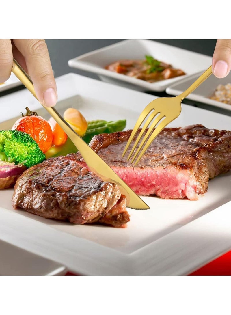 SSGP Flatware Set for 6 Persons, 24-Piece Stainless Steel Cutlery Set Including Knives, Forks, Spoons Mirror Polished, Flatware Set for Kitchen, Restaurant, Hotel, Dishwasher Safe (Gold) - Image 4