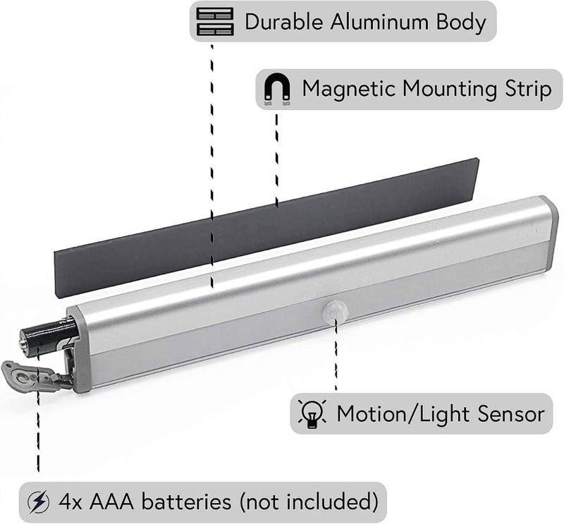 AMINAC Motion Sensor Light Bar Night Light for Room, Stick-on Anywhere Wireless Battery Operated 10 LEDs Closet Lights Wardrobe Lighting LED Light(Warm White, 3 Pack) - Image 4