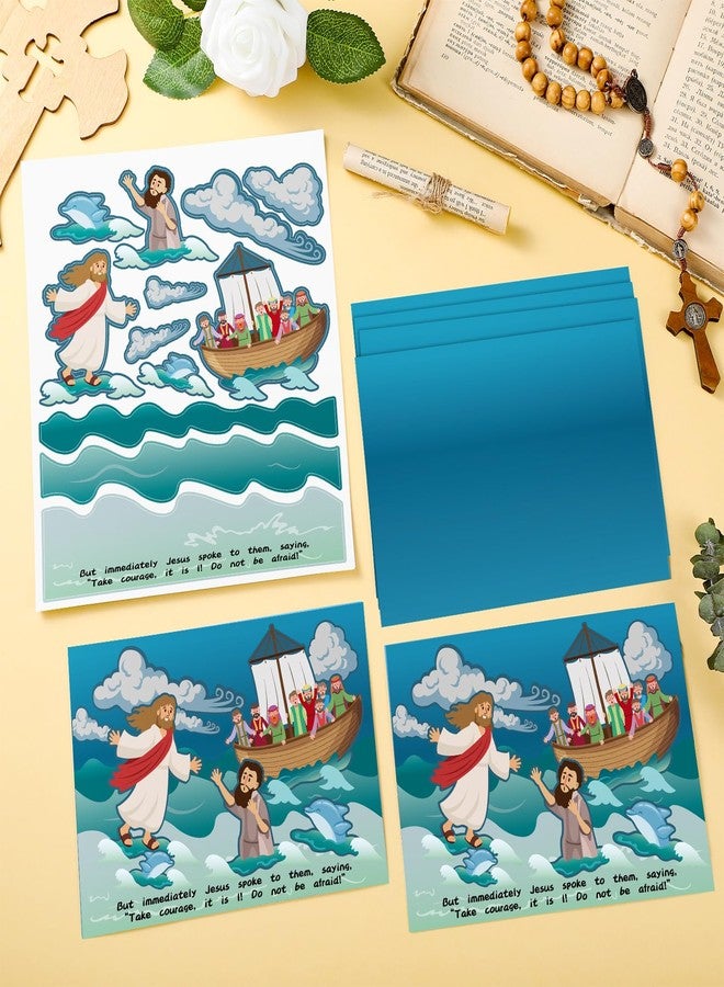 MotiMind 24 Set Jesus Walk on Water Scenes Craft Kit Religious Stickers for Boys Girls DIY Christian Catholic Bible Craft Faith Jesus Craft for Sunday School Activities Gifts - Image 4