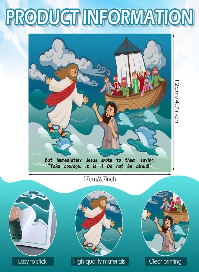 MotiMind 24 Set Jesus Walk on Water Scenes Craft Kit Religious Stickers for Boys Girls DIY Christian Catholic Bible Craft Faith Jesus Craft for Sunday School Activities Gifts - Image 2