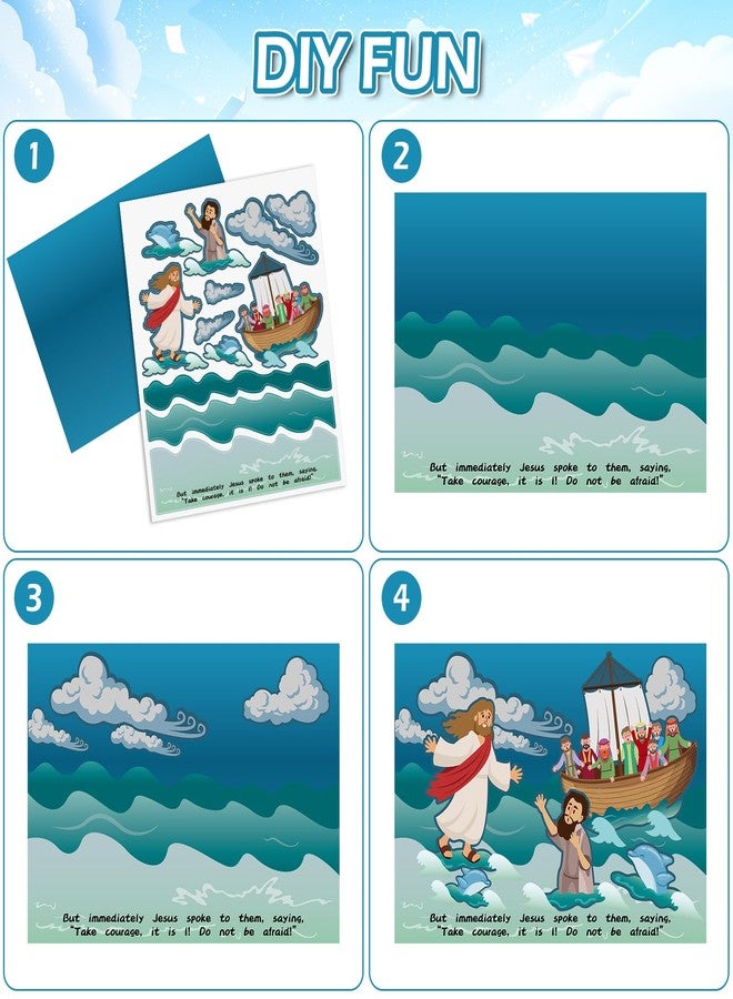 MotiMind 24 Set Jesus Walk on Water Scenes Craft Kit Religious Stickers for Boys Girls DIY Christian Catholic Bible Craft Faith Jesus Craft for Sunday School Activities Gifts - Image 3