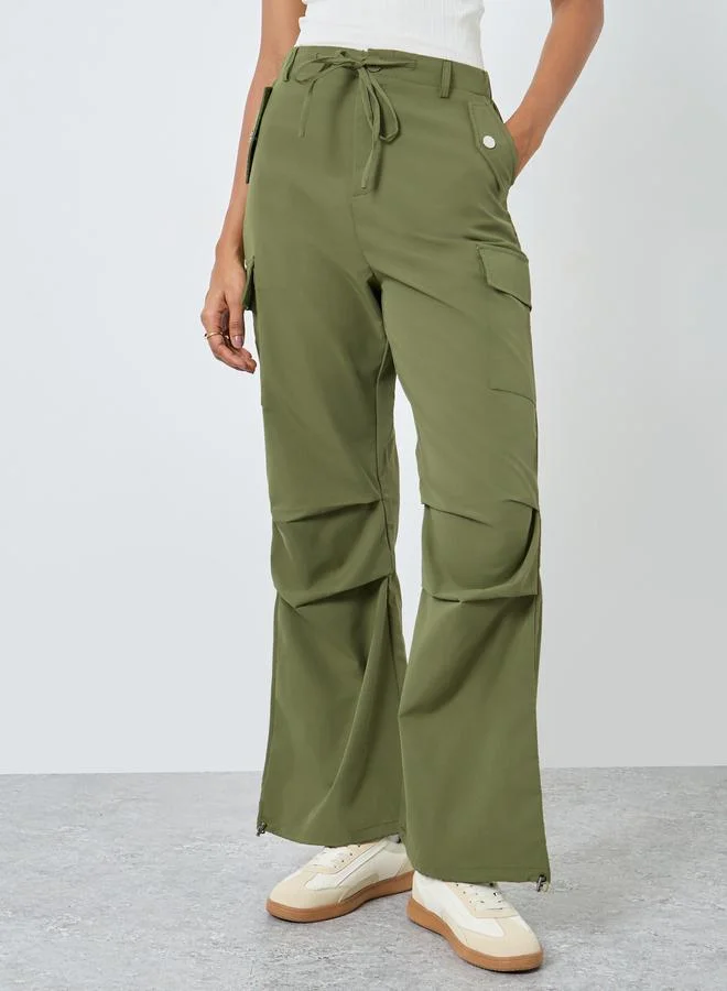 تايك تو Take Two Women Flared Cargo Pants with Drawstring