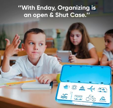 Global Impex Medium Size Plastic Basketball-Themed Pencil Box & Stationery Box with Lock, Compartment & Stencil Partition Tray for Drawing Airplane, Bus, Cycle, Ambulance, Tea Jug, and More (Blue) - Image 5