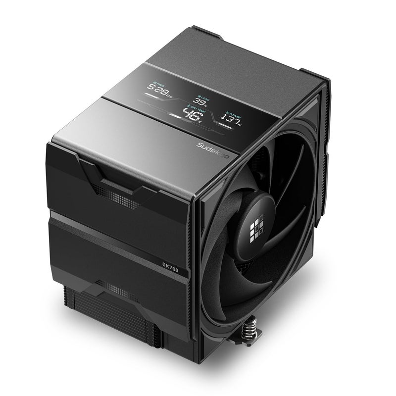Sudokoo SK700V AM5 CPU Cooler, AM5 Exclusive, Digital Display, 7 Heatpipes CPU Air Cooler, Single Tower, 120mm FDB PWM Fan, Full RAM Freedom, L-Rail Lock Mount, 5 Years Warranty, Black - Image 1