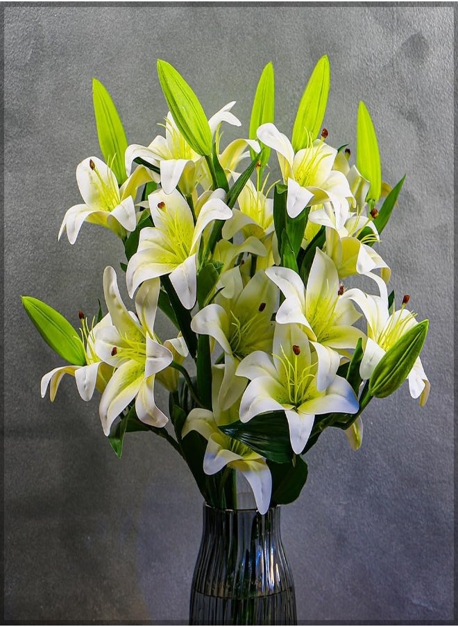 Yatai - Nearly Natural White Lilly Flower, Artificial Natural Look Lilly Flower for Vase Filling Wedding Party Home Decorations, Wired Flexible Stem for Easy Arrangements, 1 Pc - Image 1