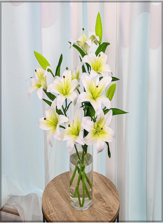 Yatai - Nearly Natural White Lilly Flower, Artificial Natural Look Lilly Flower for Vase Filling Wedding Party Home Decorations, Wired Flexible Stem for Easy Arrangements, 1 Pc - Image 1