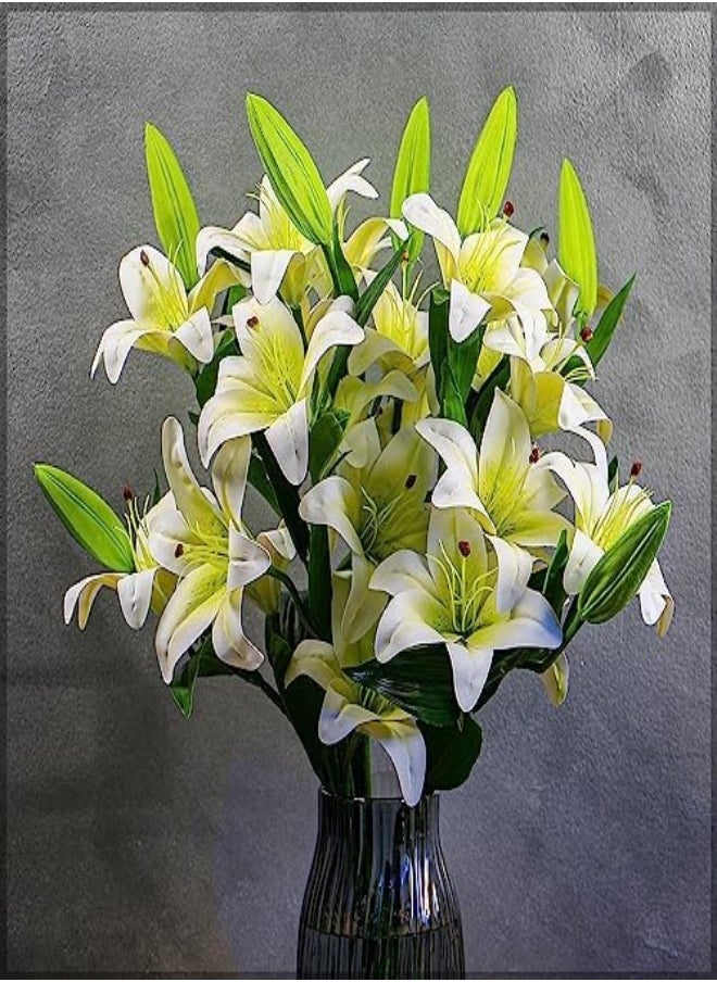 Yatai - Nearly Natural White Lilly Flower, Artificial Natural Look Lilly Flower for Vase Filling Wedding Party Home Decorations, Wired Flexible Stem for Easy Arrangements, 1 Pc - Image 1