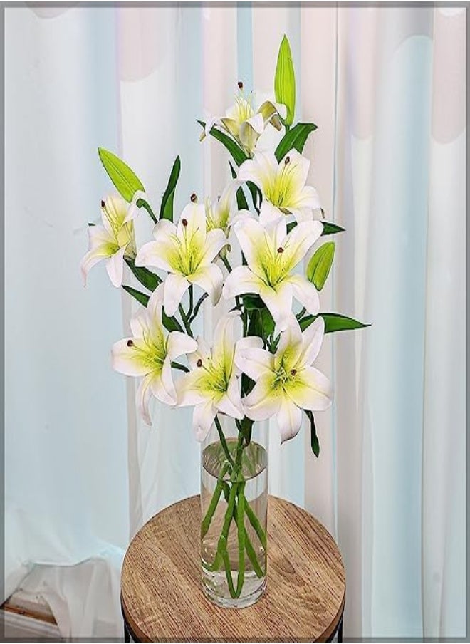 Yatai - Nearly Natural White Lilly Flower, Artificial Natural Look Lilly Flower for Vase Filling Wedding Party Home Decorations, Wired Flexible Stem for Easy Arrangements, 1 Pc - Image 1