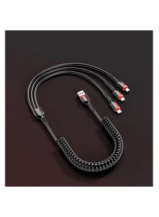 66W 3 in 1 Fast Charger Multi Function Charger Cable,  Spring Retractable Data Cable, USB Cable Cord Adapter with Lightning/Type C/USB Port (Black) - pzsku/Z98679A4C584E0B720120Z/45/_/1719196894/c2f358ee-d904-4871-97e9-0d8b3d194ac4