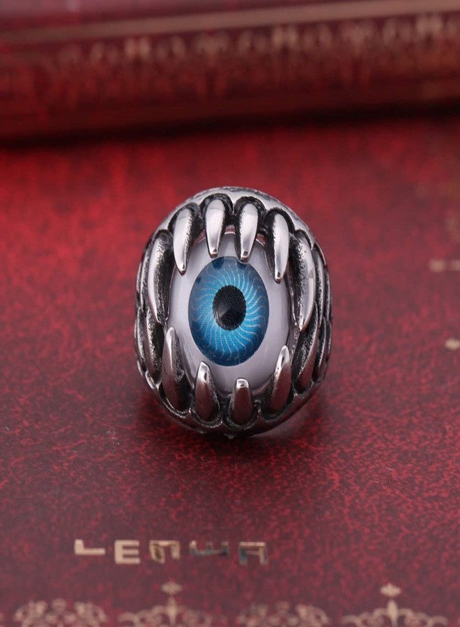 VIEN Blue Evil Eye Eyeball Ring Mens Womens Biker Punk (1PC) (20) - Image 4