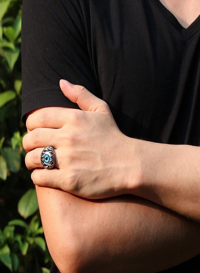 VIEN Blue Evil Eye Eyeball Ring Mens Womens Biker Punk (1PC) (20) - Image 2