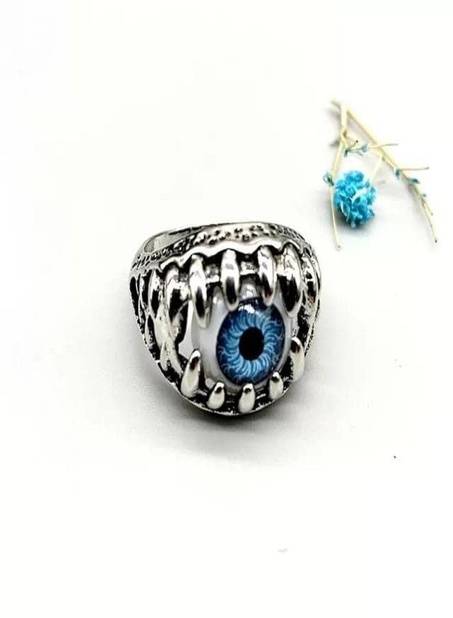 VIEN Blue Evil Eye Eyeball Ring Mens Womens Biker Punk (1PC) (20) - Image 5