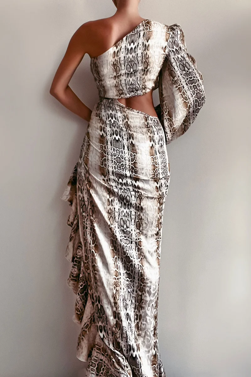 Anita's Champagne Dress Snake Print