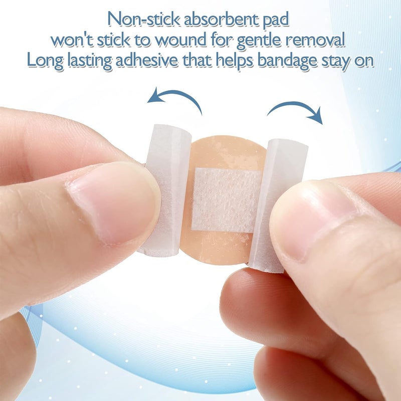 Sosation 400 Pcs Adhesive Spot Bandage Flex Fabric Adhesive Bandages 087 Inch Diameter Round Swathe with Non Stick Pad - Image 4