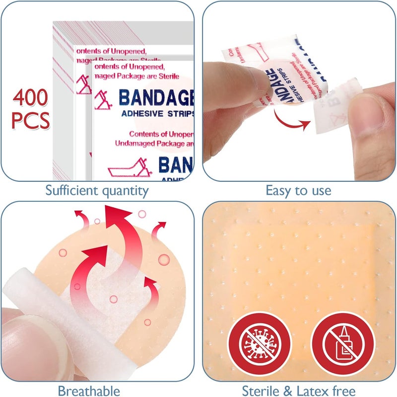 Sosation 400 Pcs Adhesive Spot Bandage Flex Fabric Adhesive Bandages 087 Inch Diameter Round Swathe with Non Stick Pad - Image 3