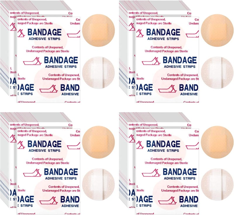 Sosation 400 Pcs Adhesive Spot Bandage Flex Fabric Adhesive Bandages 087 Inch Diameter Round Swathe with Non Stick Pad - Image 1