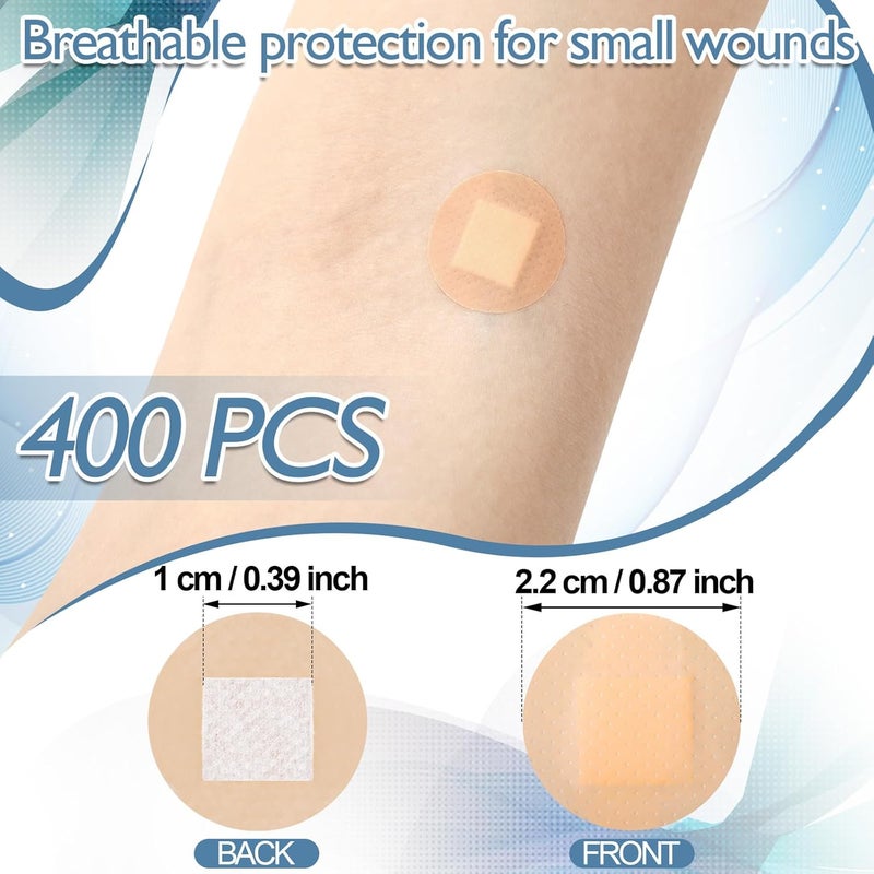Sosation 400 Pcs Adhesive Spot Bandage Flex Fabric Adhesive Bandages 087 Inch Diameter Round Swathe with Non Stick Pad - Image 2