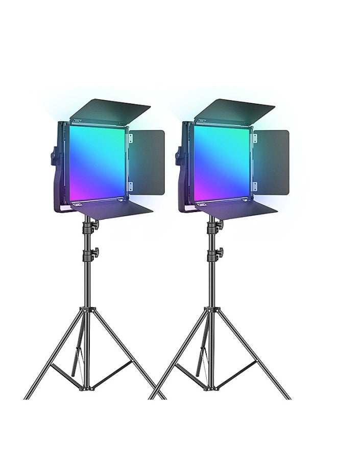 Generic - RGB Fill Light Live Lighting Lamp Led 660 PRO Photography Lamp Rechargeable Flat Panel Tricolor Lamp-Specifications:LED660PRO-(RGB Three-color Light) Adapter Remote Control Storage Bag 2 Battery Charger Tripod - Image 1