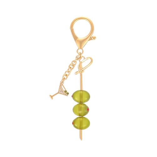 Madison Tyler Martini Olive Cute Keychains for Women | Green Bag Charms for Handbags | Gold Plated Purse Charms for Handbags Trendy - Image 1