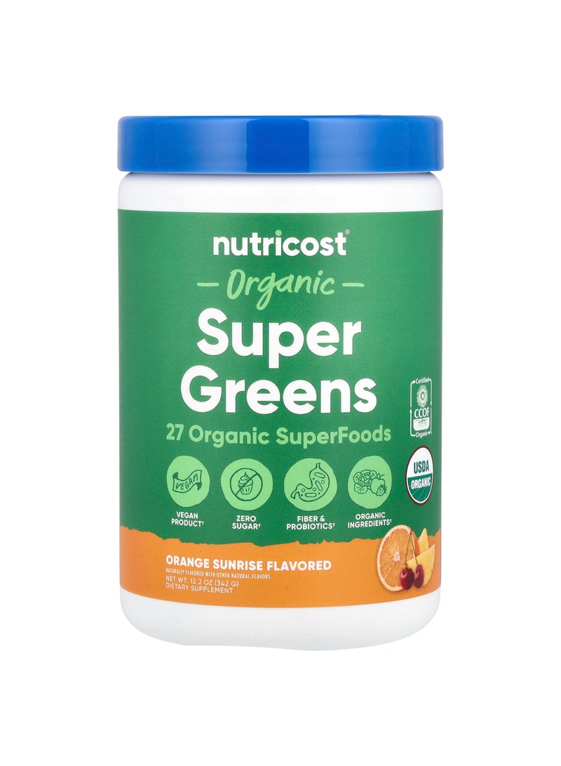 Nutricost Organic Super Greens, Orange Sunrise, 12.2 oz  (342 g)
