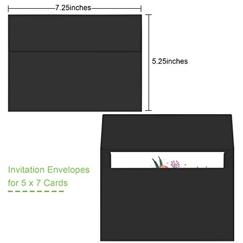 Joyberg 50 Packs 5x7 Envelopes A7 5x7 Envelopes for Invitations Printable Invitation Envelopes Self Seal for Weddings Invitations Photos Greeting Cards Mailing Black - Image 3