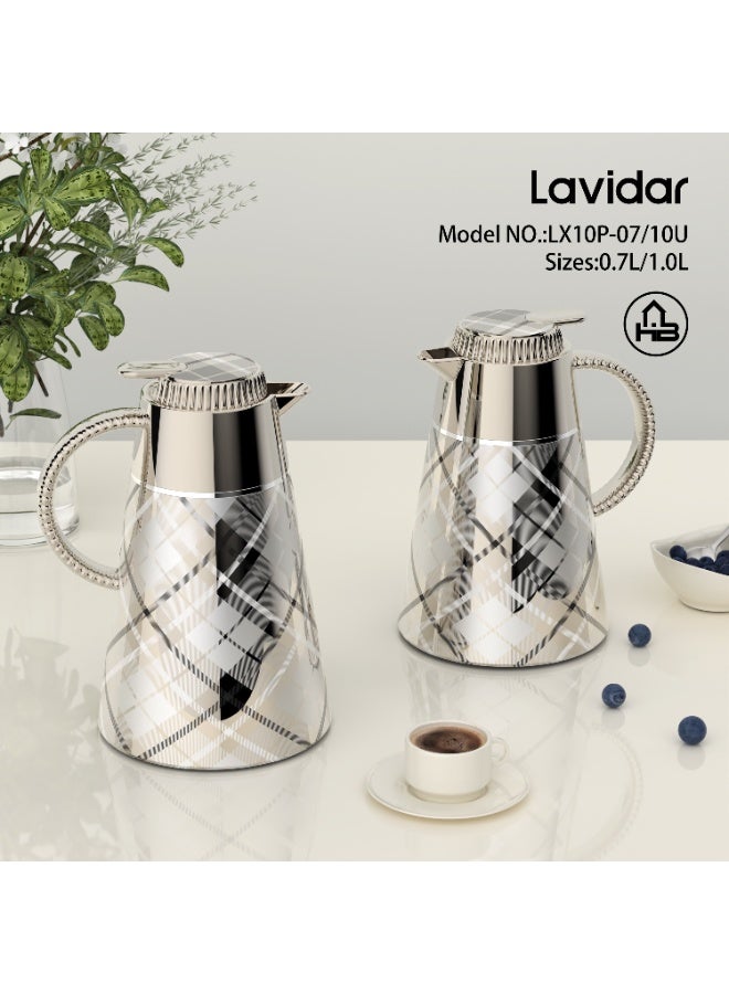 Lavin Luxury Flask Set 0.7ML+1L / (Kawa) & Tea Thermos / Premium Glass Inner / Hot&Cold /HB