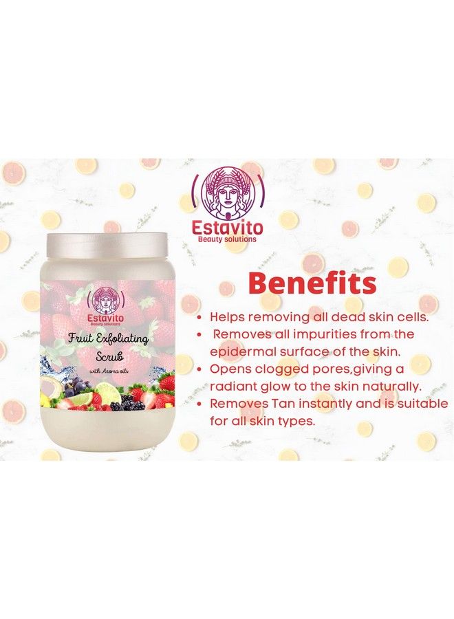ESTAVITO Fruit Scrub With Bear Berry And Grape Seed Extracts 1000Gms For Tan Removal And Instant Glow For All Skin Types - Image 4