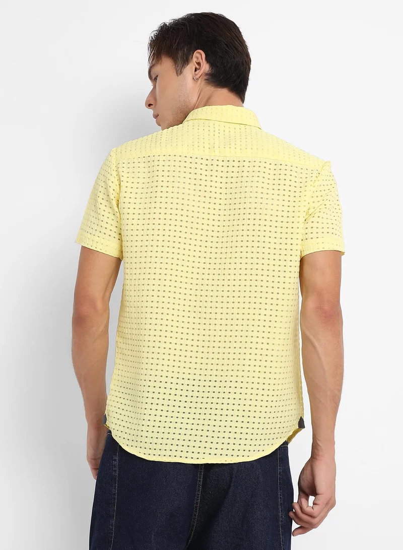 CAHOOT  Men's Lemon Yellow See-Through Square Shirt for Men | Best Price UAE