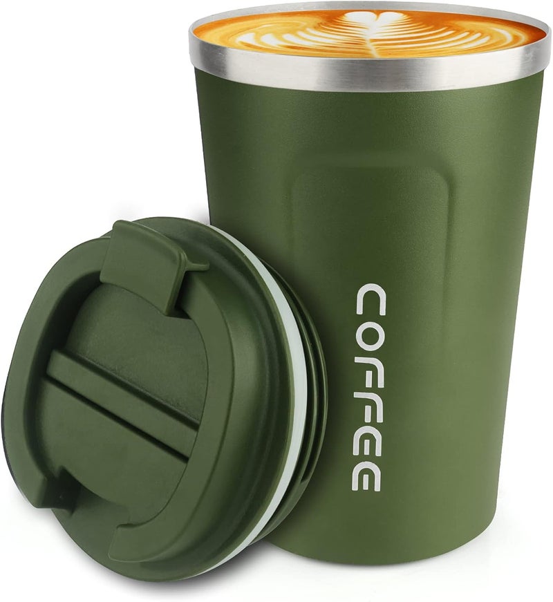CS COSDDI 12 oz Stainless Steel Vacuum Insulated Tumbler - Coffee Travel Mug Spill Proof with Lid - coffee Cup for Keep Hot/Ice Coffee,Tea and Beer (Green) - Image 1