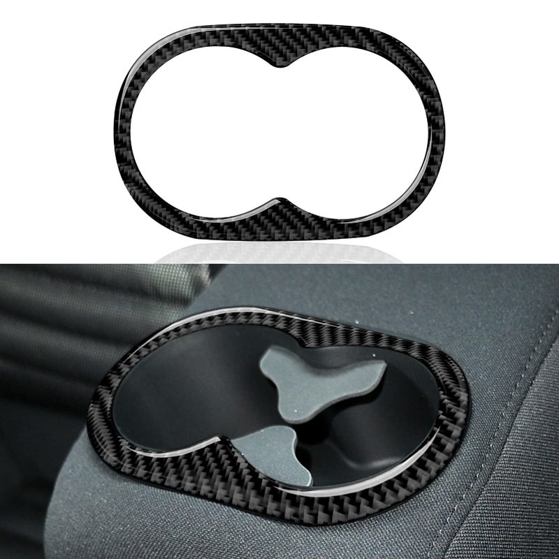 BRMYL Car Rear Cup Holder Cover Decals for Dodge Challenger 2015 2016 2017 2018 2019 2020 2021 2022 2023 Accessories Carbon Fiber Stickers