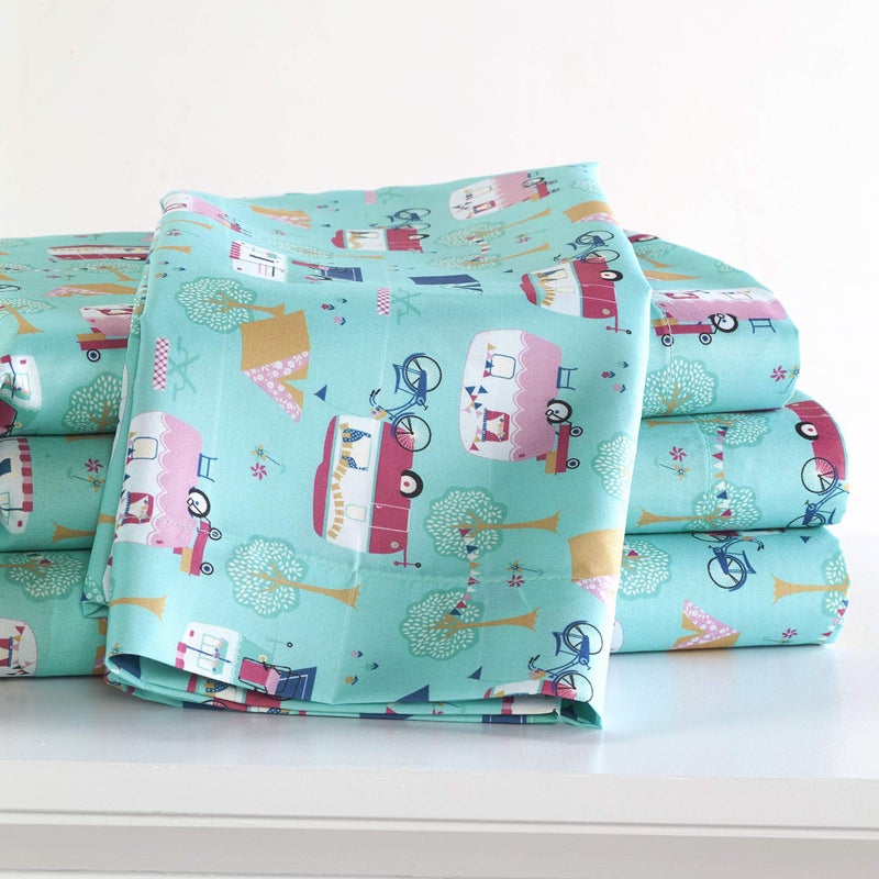 The Lakeside Collection Retro Happy Glamping Lifestyle Bedding Sheet Set, Queen - Image 5