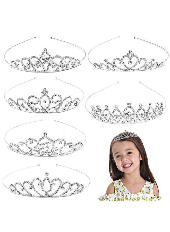 Baaxxango 6 Pack Silver Crystal Tiara,Princess Crystal Tiara Crown,Rhinestone Princess Crown for Girls,Women,Weddings,Parties,Prom Headdresses - Image 1