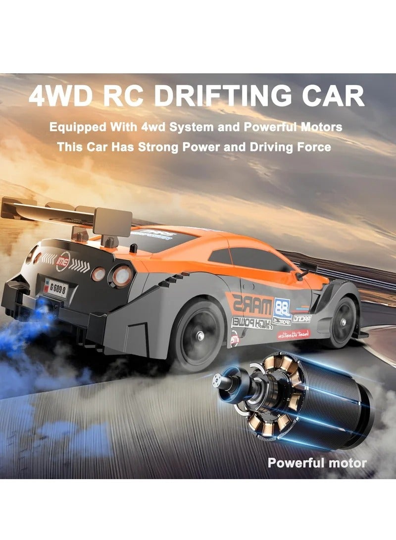 سيارة تحكم عن بُعد، سيارة دريفت بمقياس 1:16، سيارة سباق عالية السرعة 4WD 18 كم/ساعة مزودة بمصابيح LED، تتضمن بطاريتين قابلتين للشحن وإطارات إضافية، للكبار والأطفال - Image 3