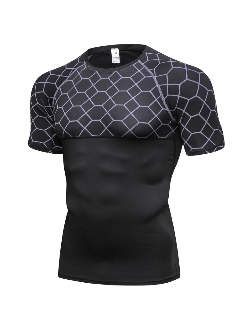 Loquat Men Quick Dry Breathable Elastic T-Shirt Grey - Image 1