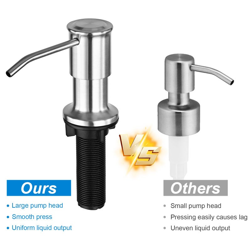 Cejiuga Soap Dispenser for Kitchen Sink, Upgrade Built in Sink Soap Dispenser Brushed Nickel, Countertop Sink Soap Dispenser Pump with 47" Extension Tube kit, No Need More Refills - Image 3