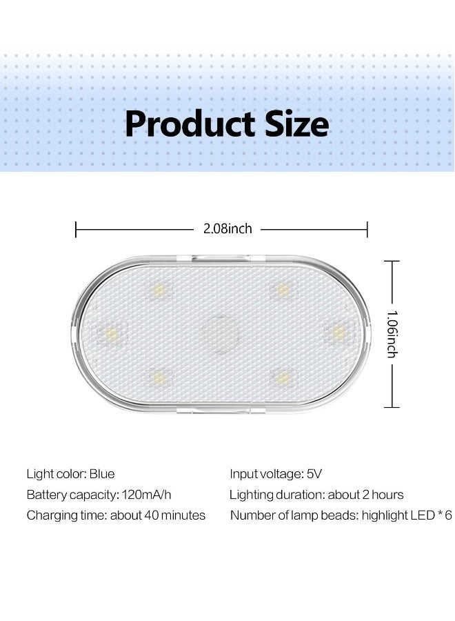 Loquat Car LED Lights, Interior Portable Small Incar LED Touch Lights with 6 Bright LED Lamp Beads, USB Rechargeable Lighting Light Car Emergency Light (Purple Light) - Image 2