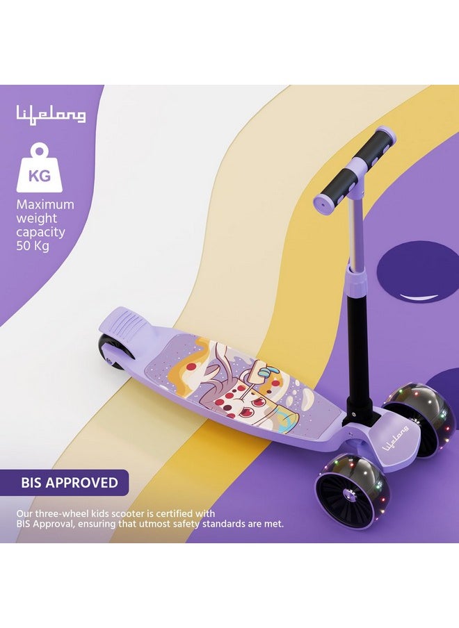 Lifelong Lifelong LLKS14 Kick Scooter with Adjustable Height & LED Wheels (Max User Weight: 50kg) Kids Scooter (Purple & Black, Pack of 1)  - Image 3