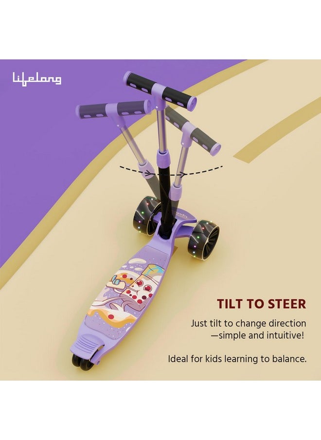 Lifelong Lifelong LLKS14 Kick Scooter with Adjustable Height & LED Wheels (Max User Weight: 50kg) Kids Scooter (Purple & Black, Pack of 1)  - Image 2