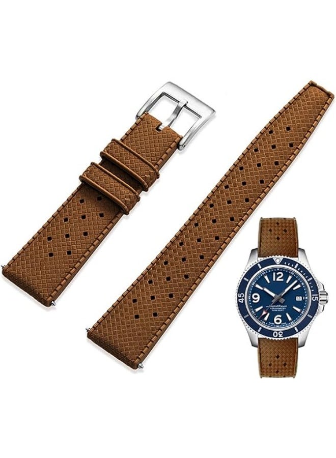 Fluororubber Watch Strap with Quick-Release Fastener, أسلوب استوائي, حزام مطاطي FKM ناعم للساعات, حزام استبدال عالمي, 18mm, 20mm, 22mm, الرجال والنساء - Image 1