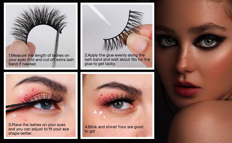 Hanumex Black Long False Eyelashes with Precision Glue for Stunning Eye Makeup  Premium 3D Faux Mink Fake Eyelash Set for Captivating NaturalLooking Lashes - Image 5