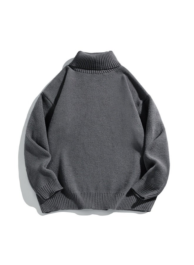NIBEMINENT Turtleneck Sweater Men Pullover Casual Solid Color Knitted  Sweater Fashion Autumn Winter Men Clothing  Sweater Man - Image 1