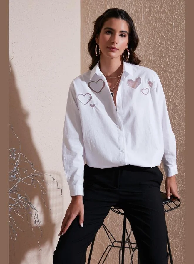 ليلا قميص ليلى هارت قطن % بقصة عادية للنساء