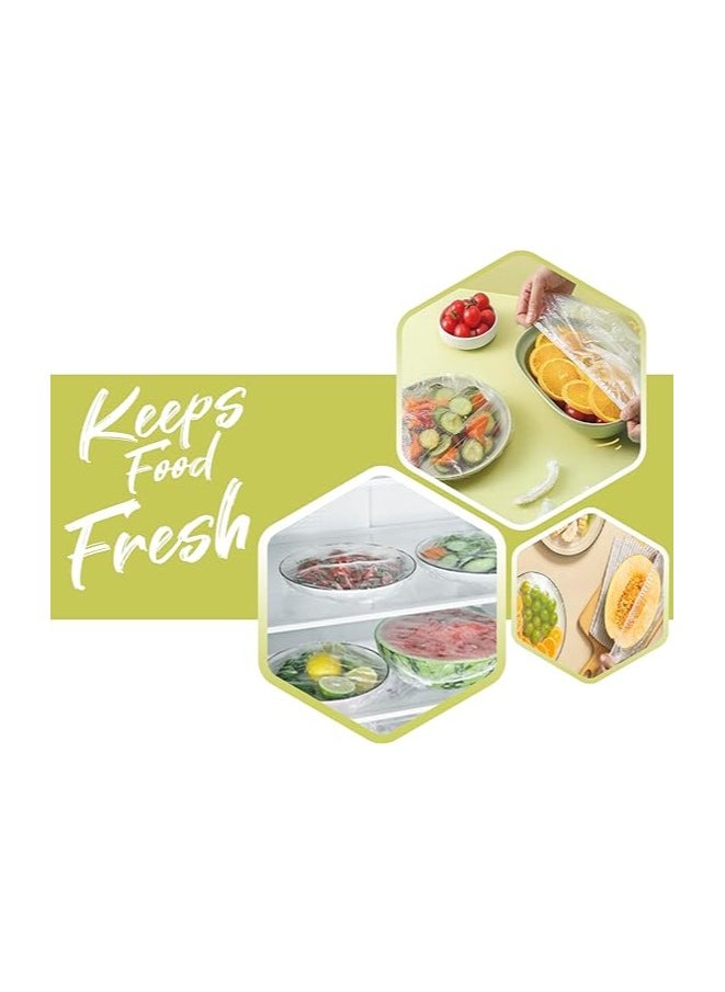 PESCADOR - PESCADOR Elastic Food Storage Disposable Covers, Clear Reusable Plastic Sealing Bags, Universal Kitchen Wrap Seal Caps for Preservation Fresh with Fruit, Vegetable and Meat (Clear, 220 Count) - Image 1
