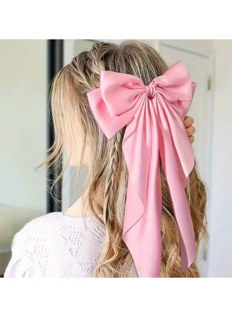 جيكومو مجموعة مشابك شعر ساتان أنيقة بأربع قطع - مشبك فراشة كبيرة ولطيفة باللون الأسود، الأبيض، الوردي، والعنابي للنساء والفتيات - Image 3