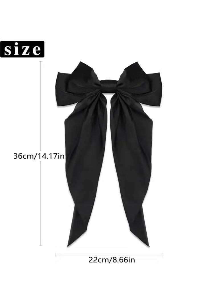 جيكومو مجموعة مشابك شعر ساتان أنيقة بأربع قطع - مشبك فراشة كبيرة ولطيفة باللون الأسود، الأبيض، الوردي، والعنابي للنساء والفتيات - Image 2